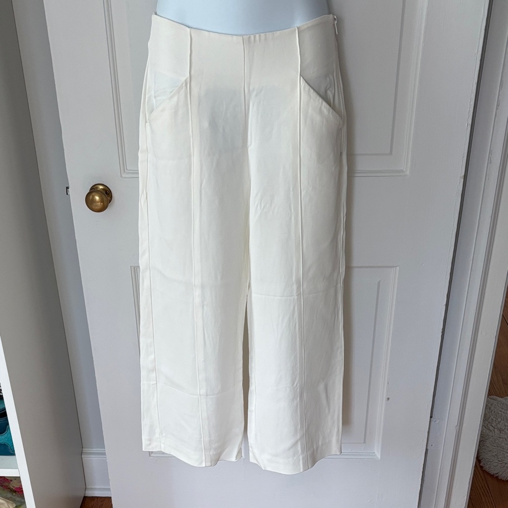 A.L.C. Cream Wide-Leg Crop Trousers 2